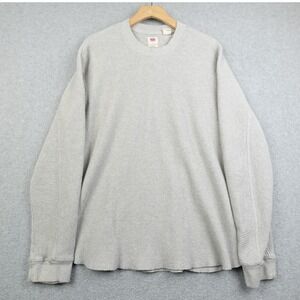 Levis Thermal Sweatshirt Mens Large Gray Relaxed Fit Long Sleeve Waffle Knit
